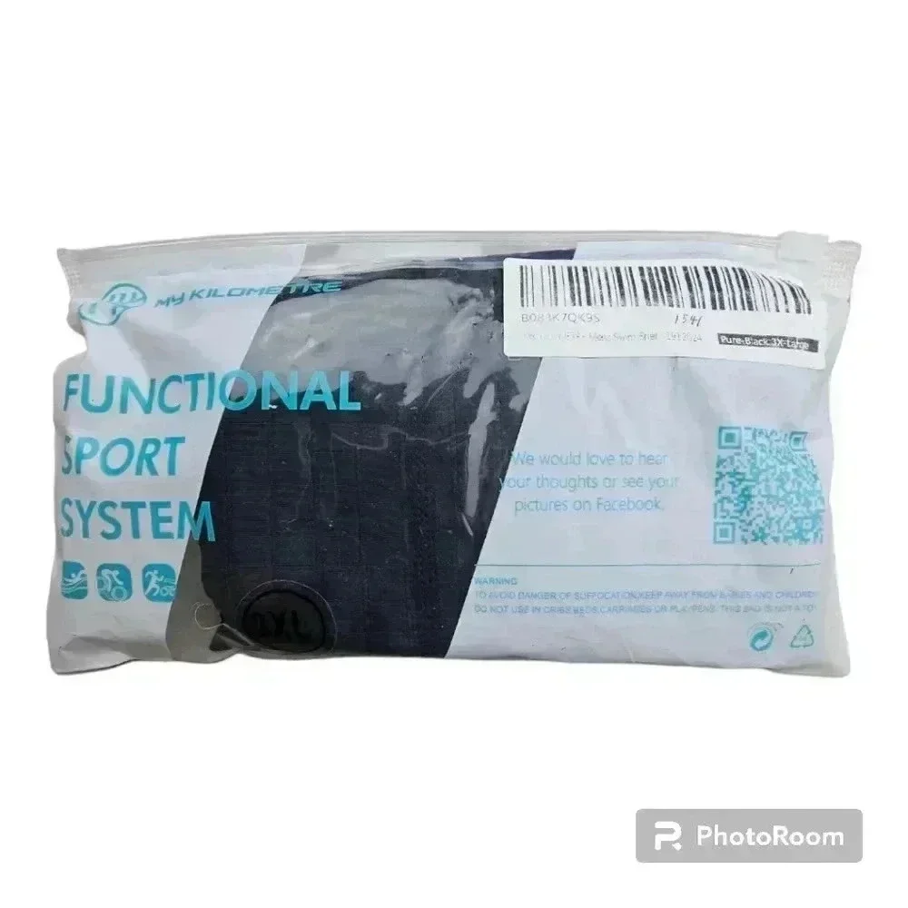 MY KILOMETER MEN ATHLETIC SWIMWEAR BRIEFS TRUNKS PURE BLACK NWT 3XL